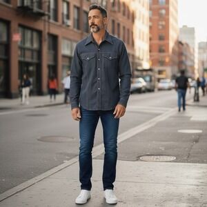 Levi's Branding Iron Black Tab Pearl Snap Shirt Jacket Men's L Long (LL) Vintage